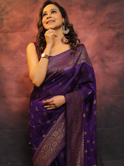 VastraLakshmi Radiant Purple Soft Silk Saree With Deserving Blouse Piece