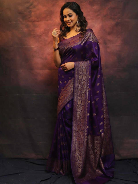 VastraLakshmi Radiant Purple Soft Silk Saree With Deserving Blouse Piece