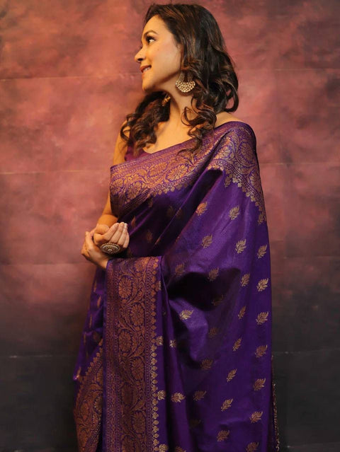 VastraLakshmi Radiant Purple Soft Silk Saree With Deserving Blouse Piece