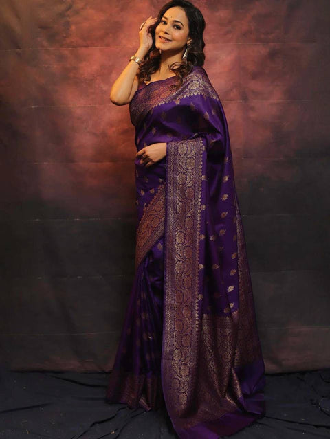 VastraLakshmi Radiant Purple Soft Silk Saree With Deserving Blouse Piece