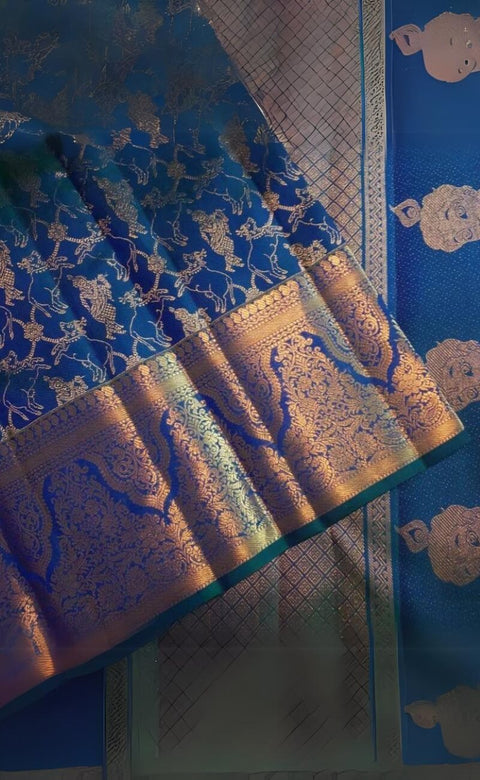 VastraLakshmi Deserving Blue Soft Silk Saree With Blissful Blouse Piece