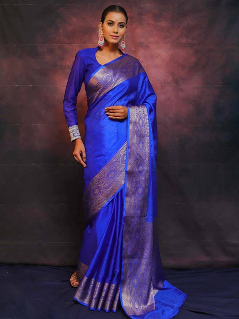 VastraLakshmi Elegant Royal Blue Soft Silk Saree With Surpassing Blouse Piece