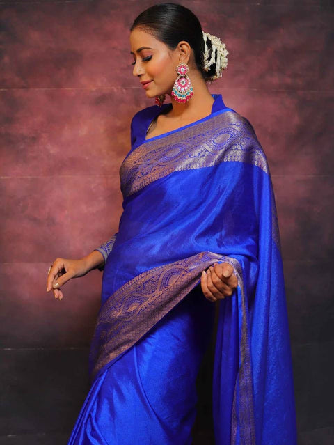 VastraLakshmi Elegant Royal Blue Soft Silk Saree With Surpassing Blouse Piece