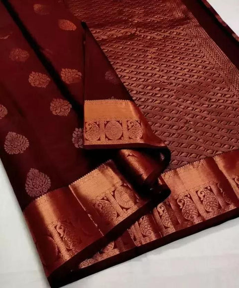 VastraLakshmi Piquant Wine Soft Silk Saree With Tantalizing Blouse Piece