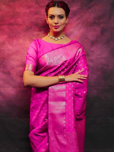 VastraLakshmi Classy Dark Pink Soft Silk Saree With Dissemble Blouse Piece