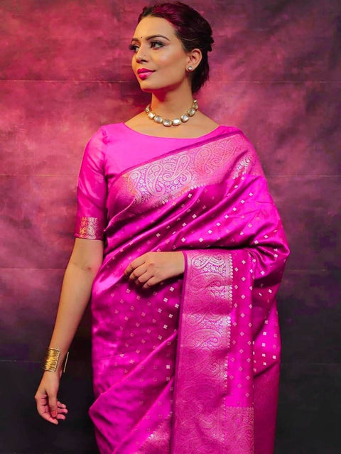 VastraLakshmi Classy Dark Pink Soft Silk Saree With Dissemble Blouse Piece