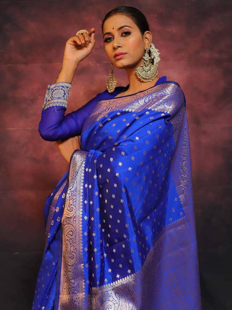 VastraLakshmi Eloquence Royal Blue Soft Silk Saree With Seraglio Blouse Piece