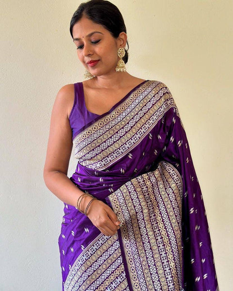 VastraLakshmi Exquisite Purple Soft Silk Saree With Eclat Blouse Piece