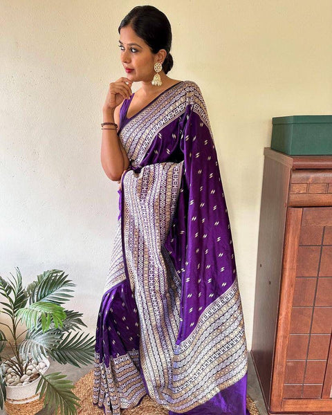 VastraLakshmi Exquisite Purple Soft Silk Saree With Eclat Blouse Piece