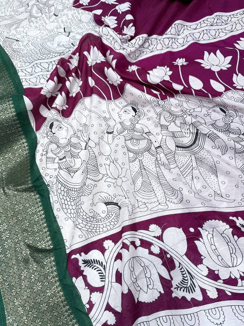 VastraLakshmi Cynosure Purple Digital Printed Dola Silk Saree With Ephemeral Blouse Piece