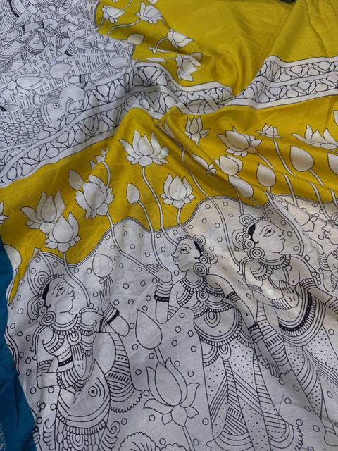 VastraLakshmi Lustrous Yellow Digital Printed Dola Silk Saree With Exemplary Blouse Piece