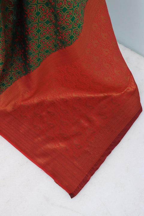 VastraLakshmi Ravishing Green Soft Banarasi Silk Saree With Blissful Blouse Piece