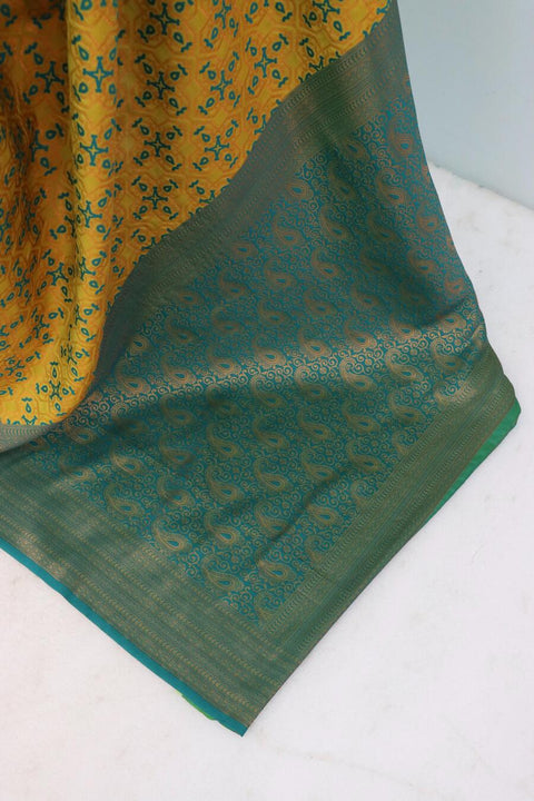 VastraLakshmi Imbrication Yellow Soft Banarasi Silk Saree With Propinquity Blouse Piece