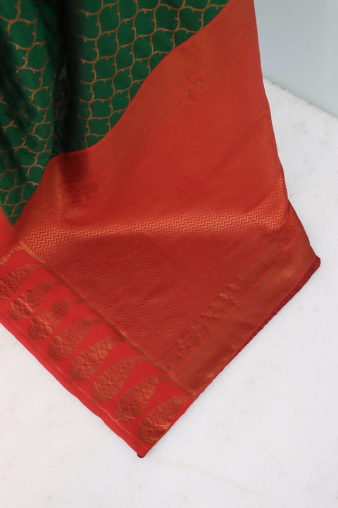 VastraLakshmi Lovely Dark Green Soft Banarasi Silk Saree With Unique Blouse Piece