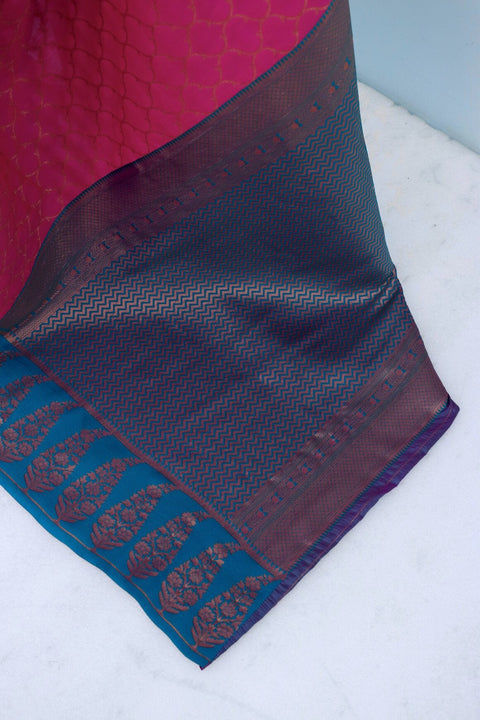 VastraLakshmi Designer Dark Pink Soft Banarasi Silk Saree With Engrossing Blouse Piece