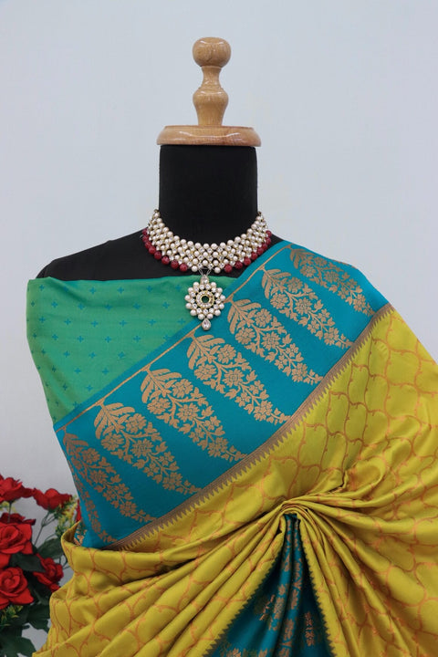 VastraLakshmi Exceptional Mustard Soft Banarasi Silk Saree With Twirling Blouse Piece