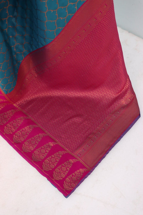 VastraLakshmi Elision Rama Soft Banarasi Silk Saree With Lagniappe Blouse Piece