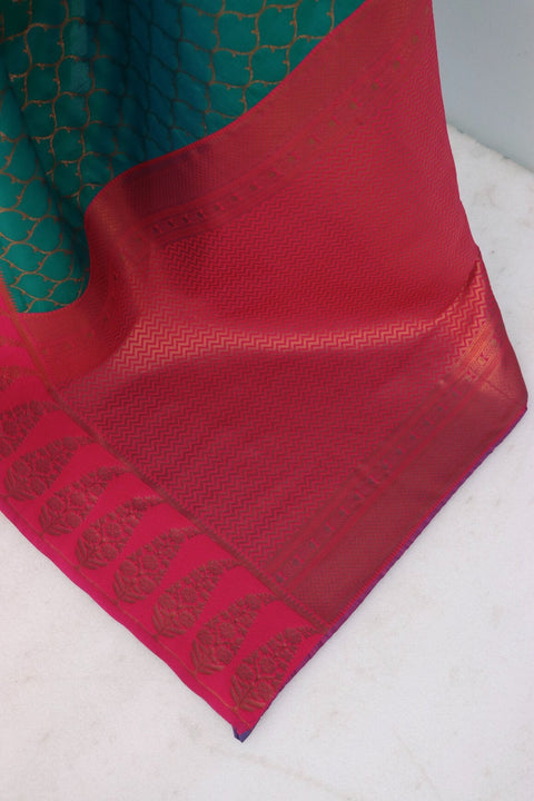 VastraLakshmi Scintilla Sea Green Soft Banarasi Silk Saree With Confounding Blouse Piece