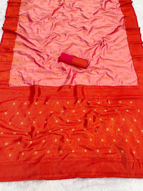 VastraLakshmi Enticing Baby Pink Soft Banarasi Silk Saree With Excellent Blouse Piece