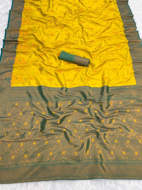 VastraLakshmi Fantabulous Lemon Soft Banarasi Silk Saree With Unequalled Blouse Piece