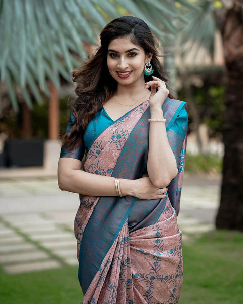 VastraLakshmi Lovely Peach Soft Silk Saree With Beautiful Blouse Piece