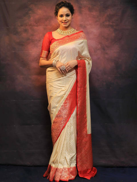 VastraLakshmi Precious Beige Soft Silk Saree With Charming Blouse Piece