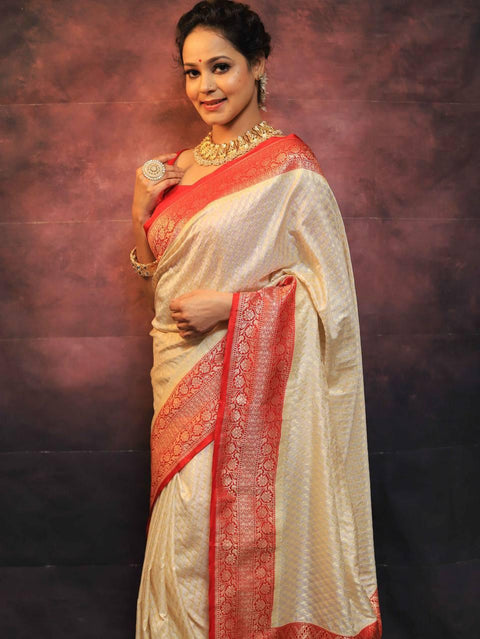 VastraLakshmi Precious Beige Soft Silk Saree With Charming Blouse Piece