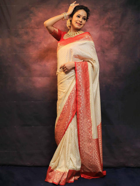 VastraLakshmi Precious Beige Soft Silk Saree With Charming Blouse Piece