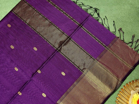 VastraLakshmi Groovy Purple Cotton Silk Saree With Adoring Blouse Piece