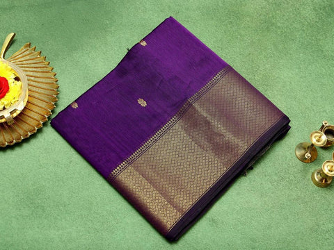 VastraLakshmi Groovy Purple Cotton Silk Saree With Adoring Blouse Piece