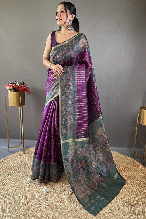 VastraLakshmi Scrupulous Purple Digital Printed Saree With Whimsical Blouse Piece