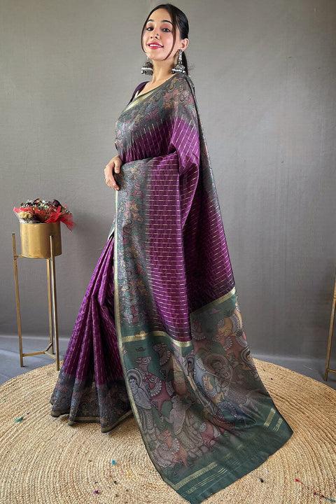 VastraLakshmi Scrupulous Purple Digital Printed Saree With Whimsical Blouse Piece