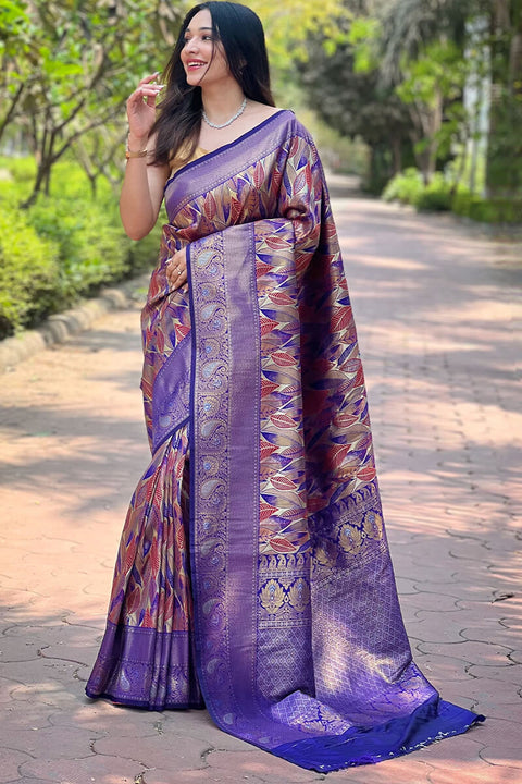 VastraLakshmi Lovely Blue Kanjivaram Silk Saree With Attractive Blouse Piece