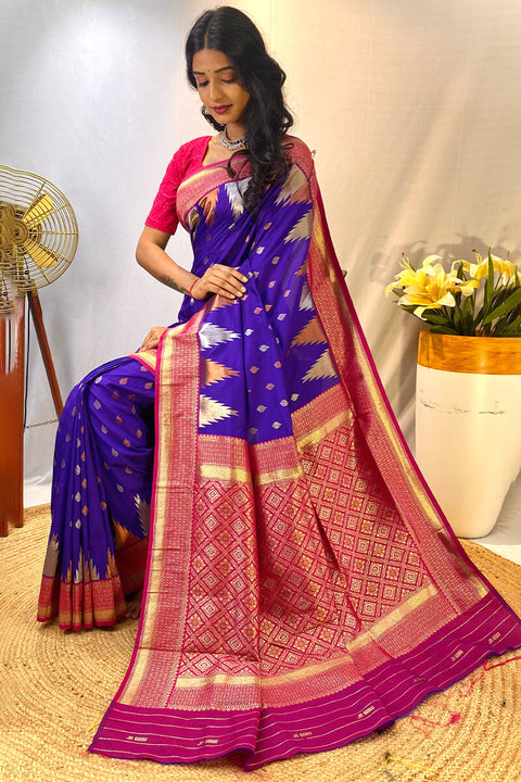 VastraLakshmi Precious Purple Soft Banarasi Silk Saree With Elegant Blouse Piece