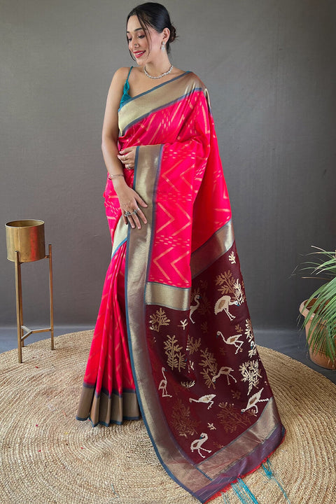 VastraLakshmi Amazing Dark Pink Soft Banarasi Silk Saree With Unequalled Blouse Piece