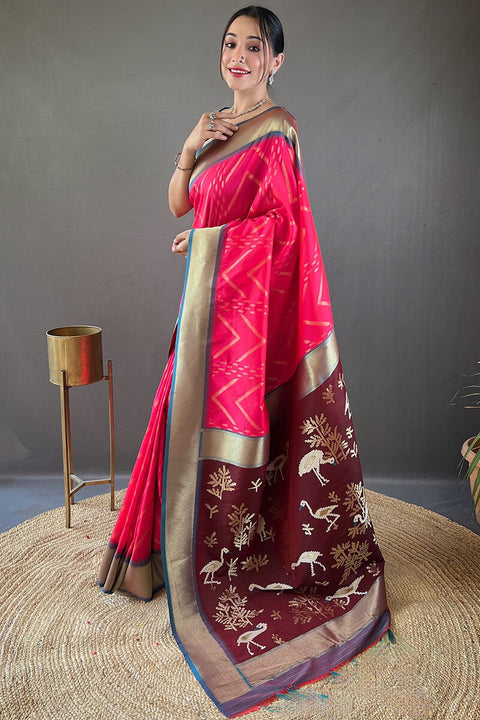 VastraLakshmi Amazing Dark Pink Soft Banarasi Silk Saree With Unequalled Blouse Piece