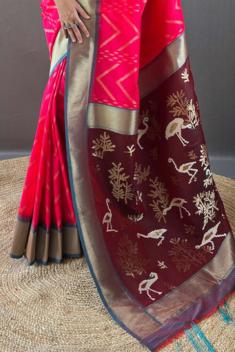 VastraLakshmi Amazing Dark Pink Soft Banarasi Silk Saree With Unequalled Blouse Piece