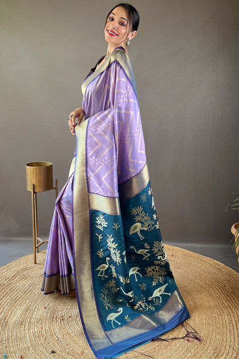 VastraLakshmi Trendy Lavender Soft Banarasi Silk Saree With Enamoring Blouse Piece