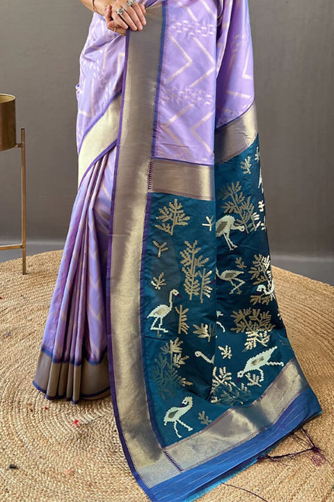 VastraLakshmi Trendy Lavender Soft Banarasi Silk Saree With Enamoring Blouse Piece