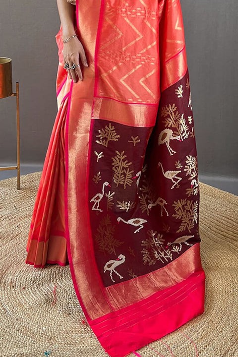 VastraLakshmi Stunner Pink Soft Banarasi Silk Saree With Mellifluous Blouse Piece