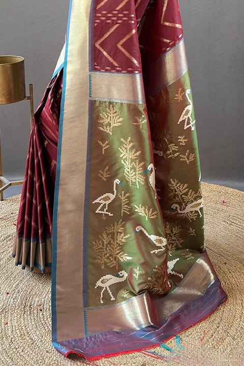 VastraLakshmi Engaging Wine Soft Banarasi Silk Saree With Tremendous Blouse Piece