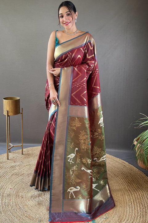 VastraLakshmi Engaging Wine Soft Banarasi Silk Saree With Tremendous Blouse Piece