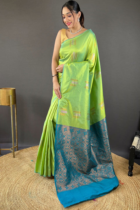 VastraLakshmi Prominent Parrot Soft Banarasi Silk Saree With Inspiring Blouse Piece