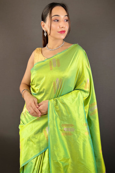 VastraLakshmi Prominent Parrot Soft Banarasi Silk Saree With Inspiring Blouse Piece