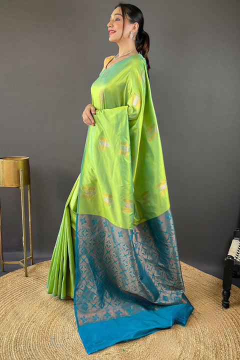 VastraLakshmi Prominent Parrot Soft Banarasi Silk Saree With Inspiring Blouse Piece