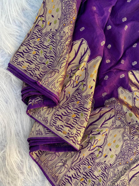 VastraLakshmi Ailurophile Purple Soft Banarasi Silk Saree With Desultory Blouse Piece