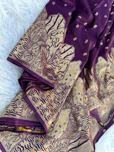 VastraLakshmi Tempting Wine Soft Banarasi Silk Saree With Prodigal Blouse Piece