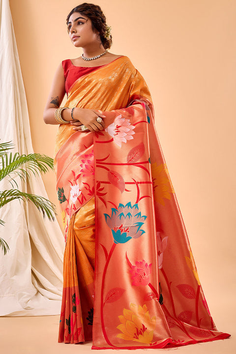 VastraLakshmi Devastating Mustard Paithani Silk Saree With Magnificat Blouse Piece