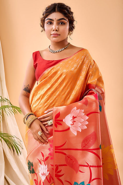 VastraLakshmi Devastating Mustard Paithani Silk Saree With Magnificat Blouse Piece