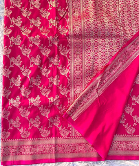 VastraLakshmi Pretty Dark Pink Soft Banarasi Silk Saree With Skinny Blouse Piece